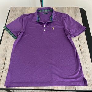 William Murray Polo Shirt Mens Golf Performance Plaid Trim Stretch Casual Large